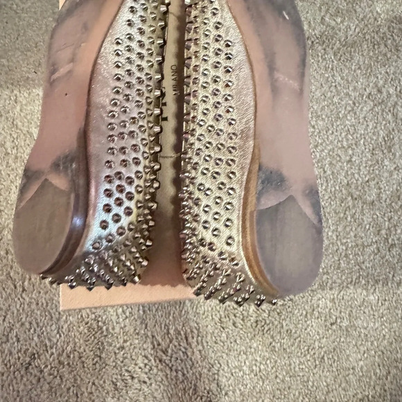 Gold Prada Flats with Spikes - Picture 3 of 4